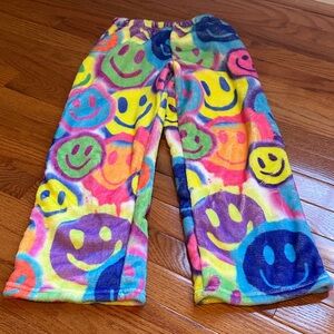 iScream Colorful Fuzzy Smiley Face Kids Pajama Pants